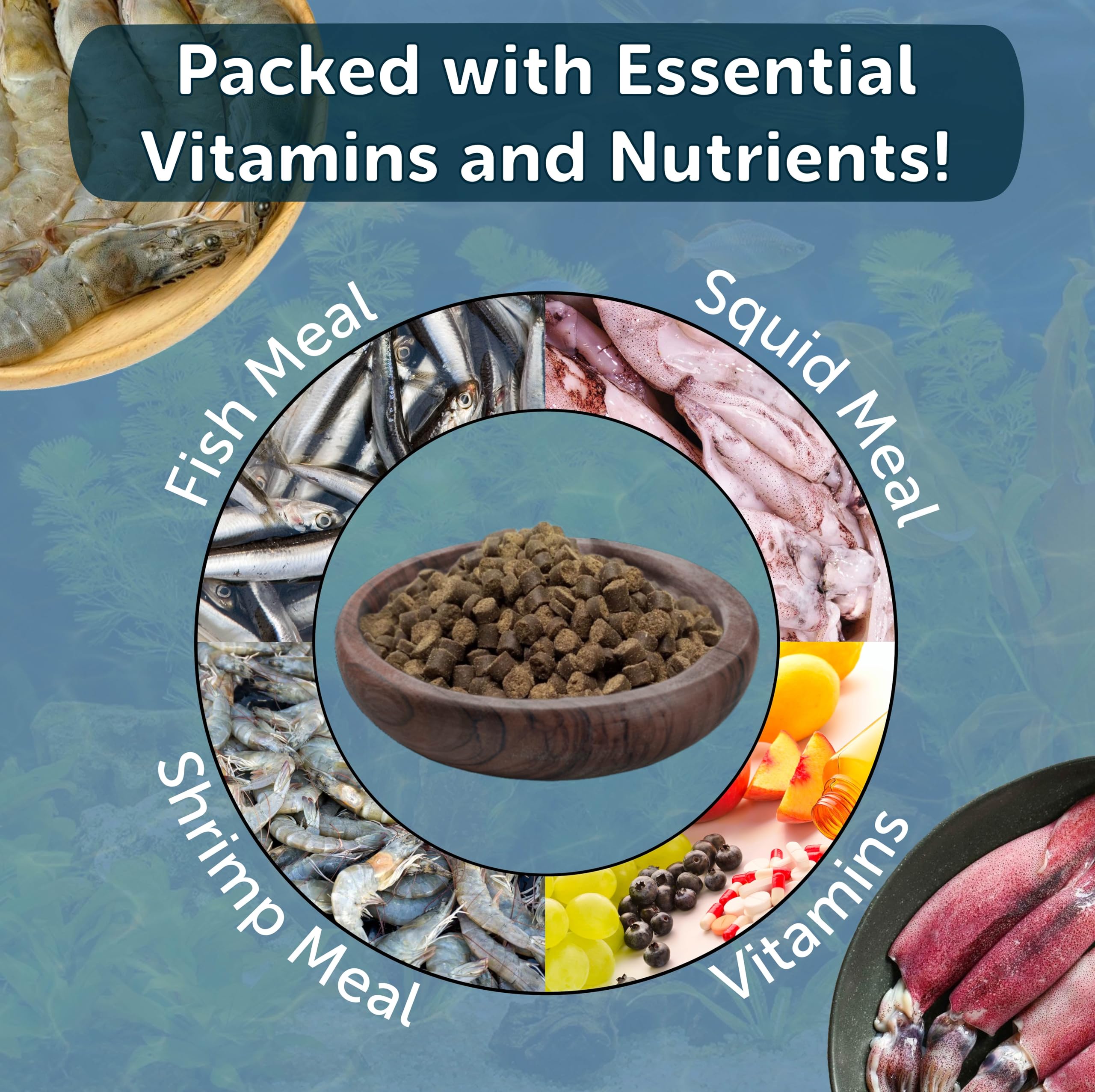 Pellets con gusano negro incluido de Aquatic Foods Inc., opción adicional de nutrición.