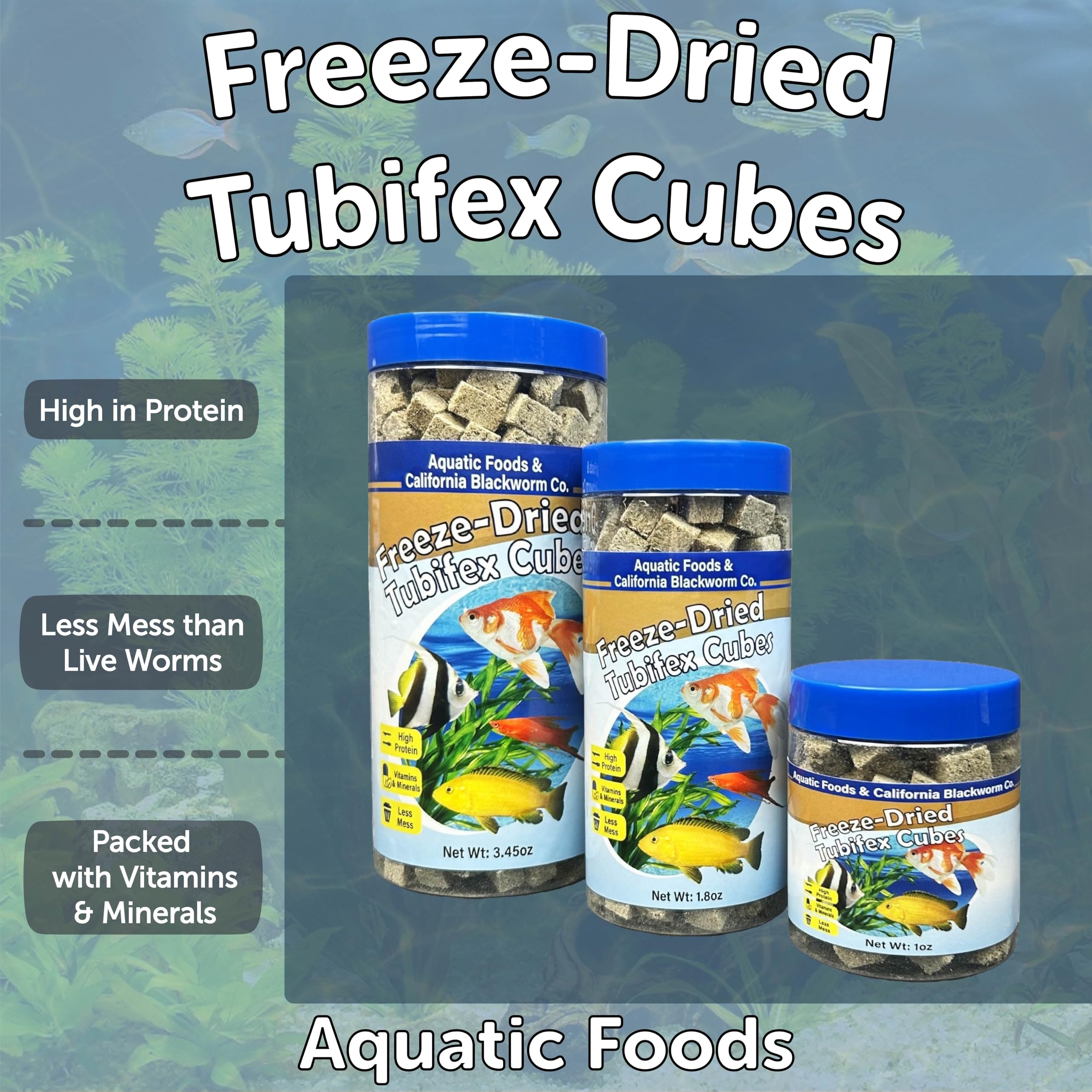 Aquatic Foods Inc. tubifex secos: fácil dosificar para la alimentación diaria de peces tropicales.