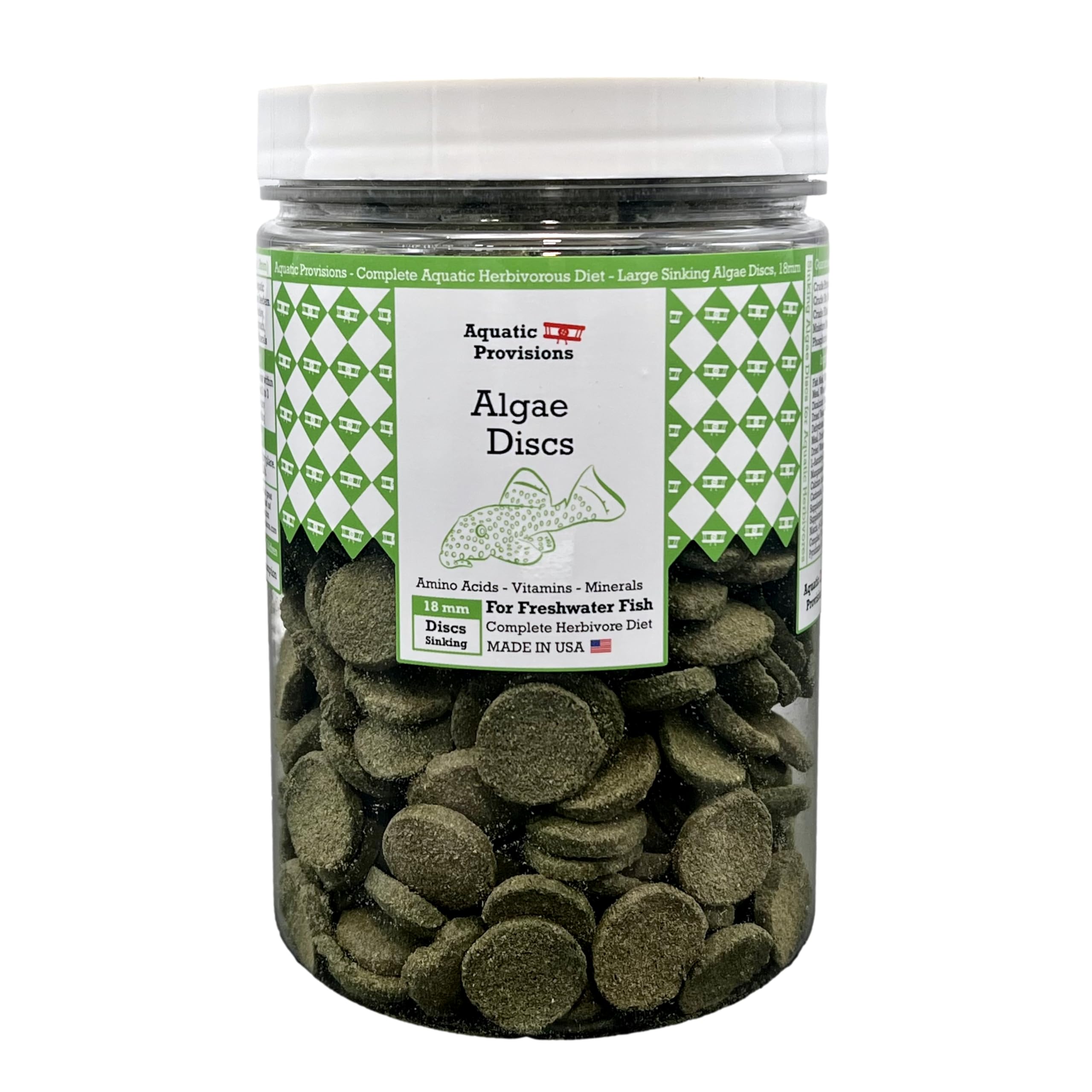 Aquatic Provisions discos de algas 16 oz hundidos en 18 mm, alimento para peces herbívoros.