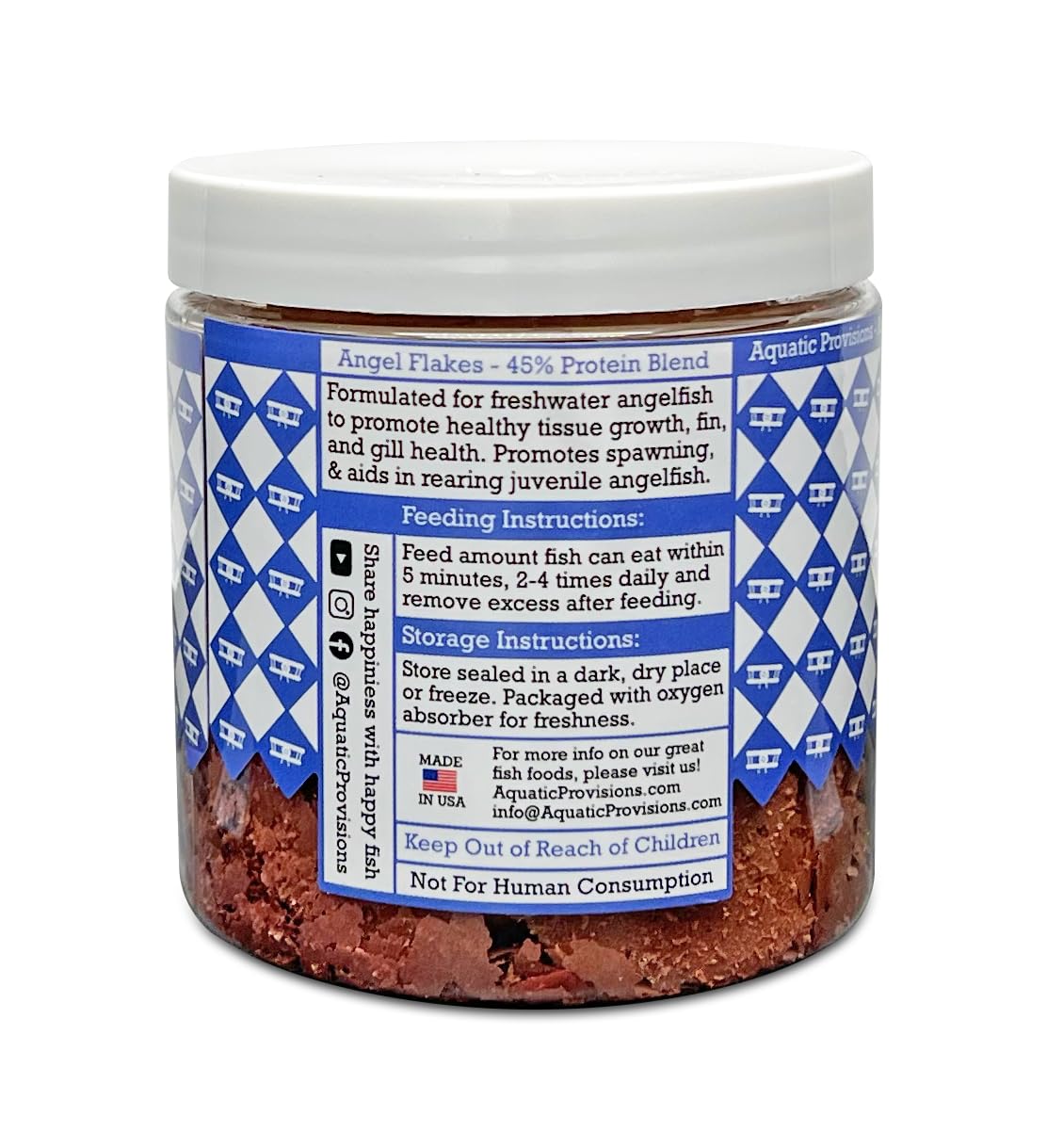 Aquatic Provisions envase copos pez-angel para conservar frescura y aroma.