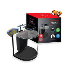 Acuario Aquatop Pisces Frente Curvo 3 Galones, ideal para escritorio compacto.