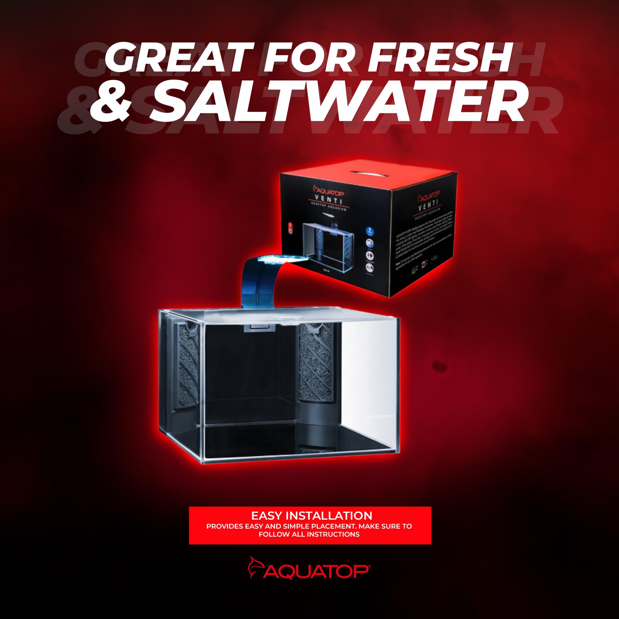 Acuario Aquatop Venti permite ver peces y plantas con claridad relajante.