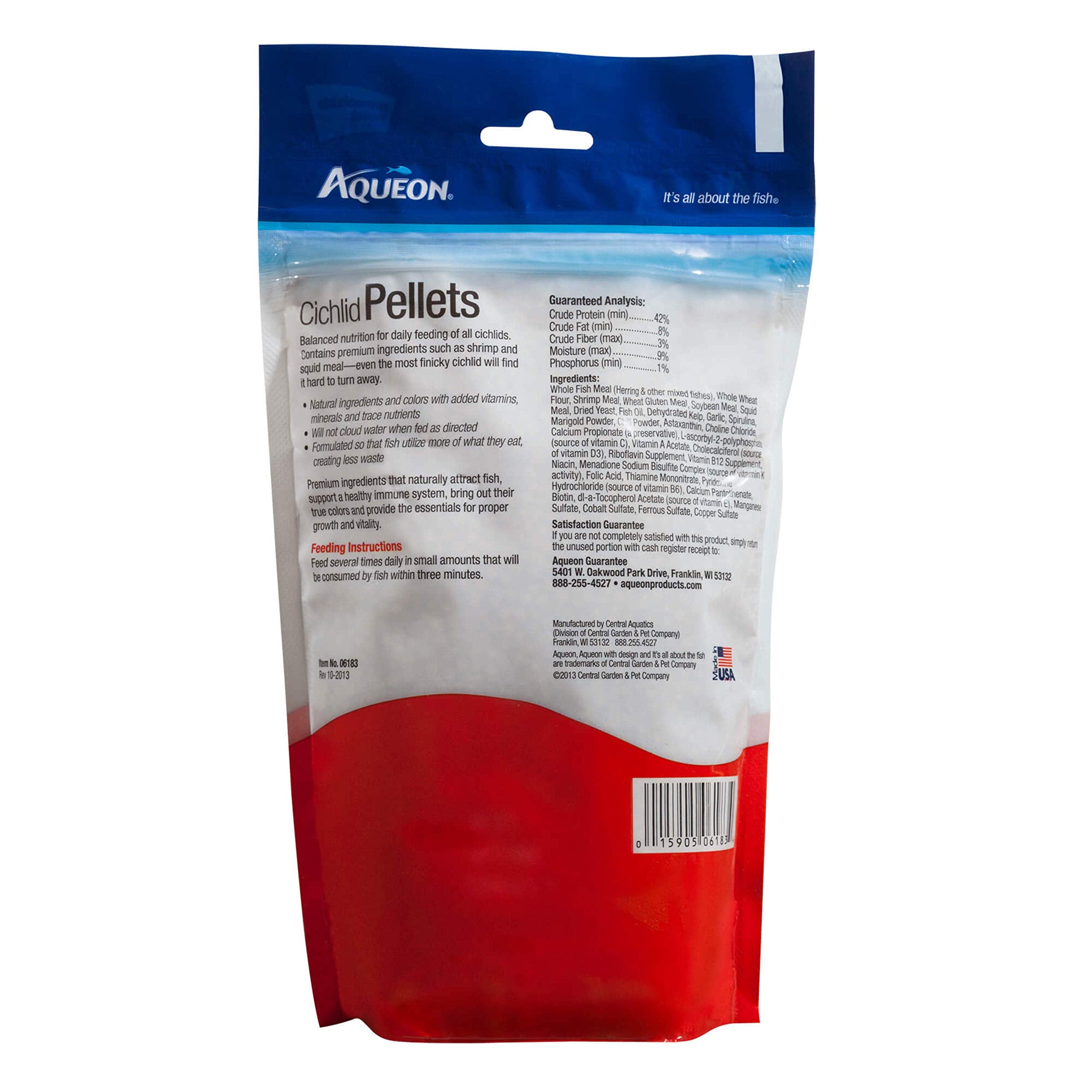 Aqueon Alimento cíclidos, granulado mediano, detalle de gránulo facilita ingesta.