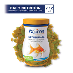Aqueon pez dorado mostrando ingredientes naturales y colores