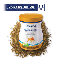 Aqueon Alimento para pez dorado con ingredientes naturales y colores vivos.