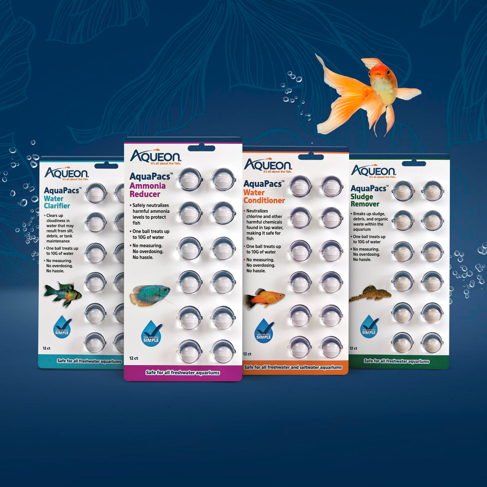 Aqueon AquaPacs para agua nueva, tratamiento seguro al añadir agua del grifo.