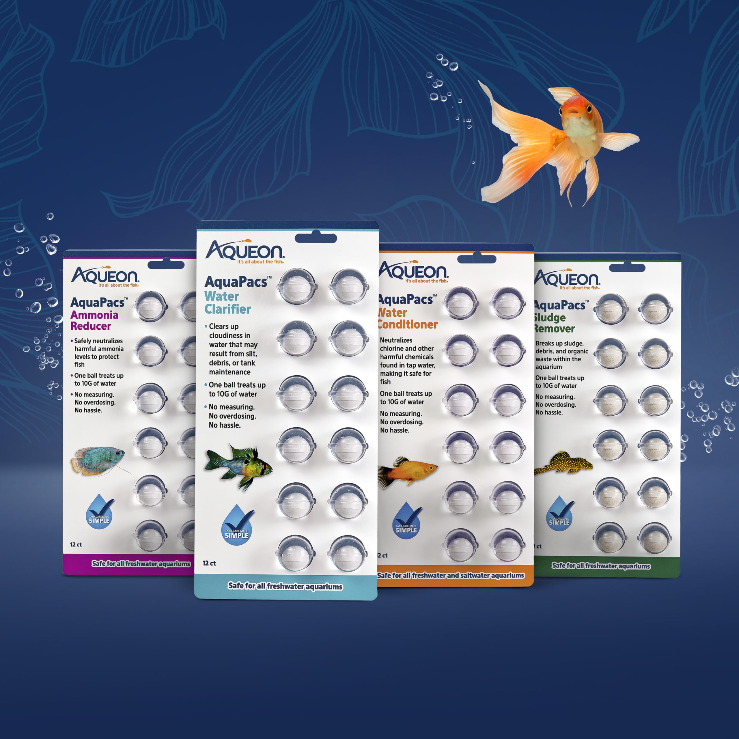 Aqueon AquaPacs bola clarificadora apta para acuarios comunitarios.