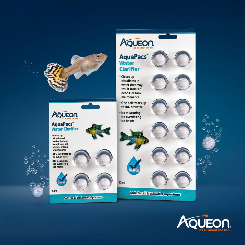 Aqueon AquaPacs bola clarificadora combate agua turbia tras limpieza.