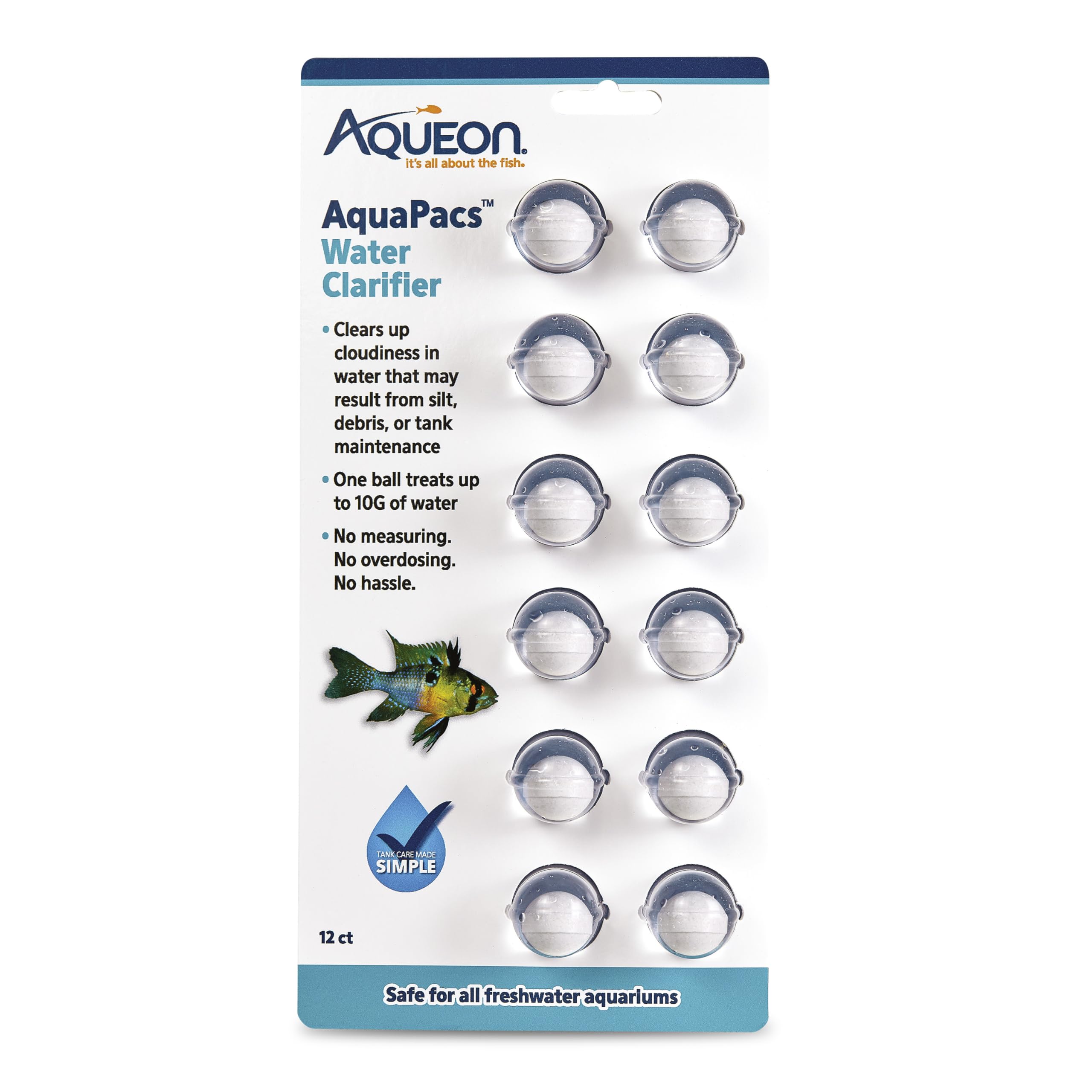Aqueon AquaPacs bola clarificadora mejora la claridad del agua del acuario.