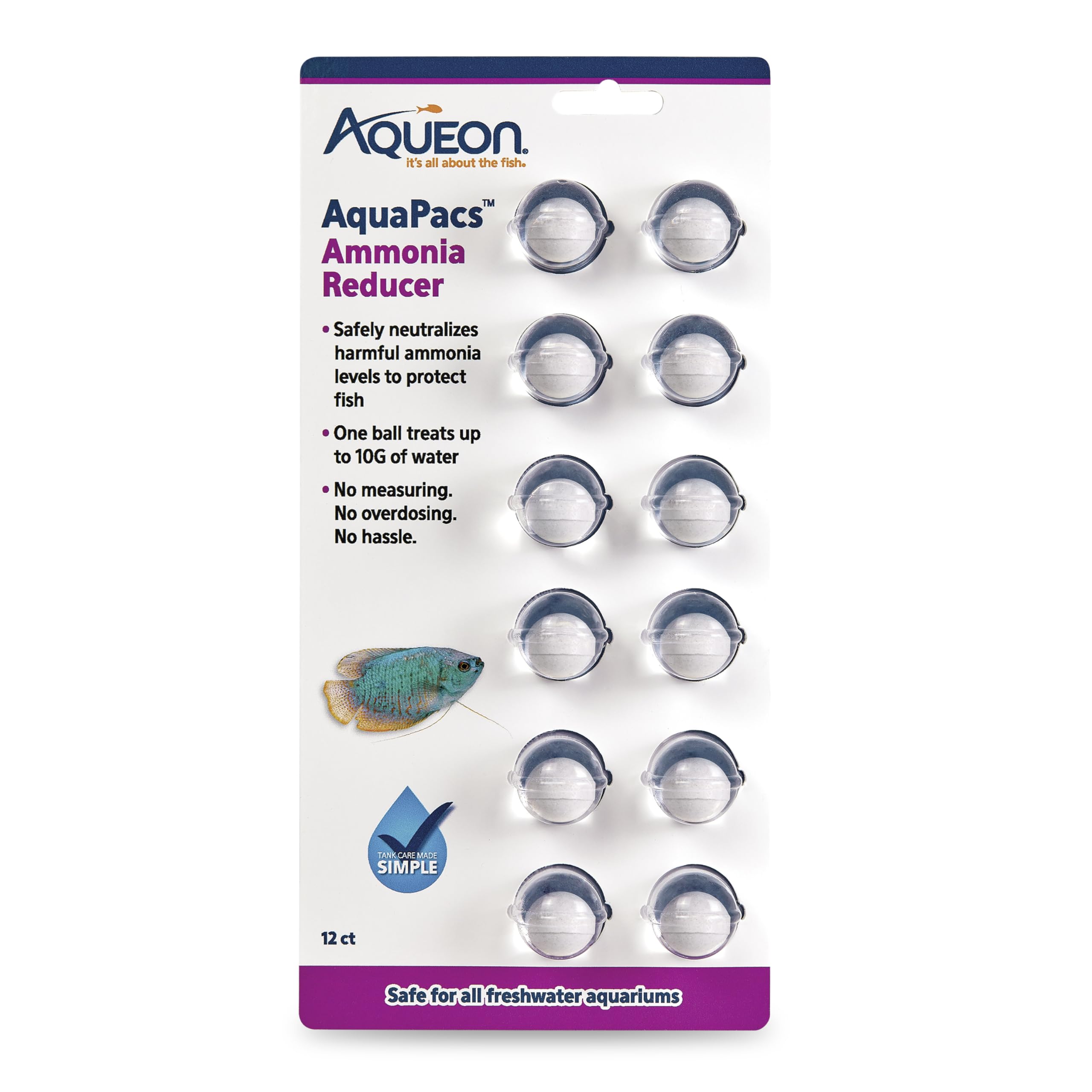 Aqueon AquaPacs reductor de amoníaco, 10 galones, seguridad para peces.
