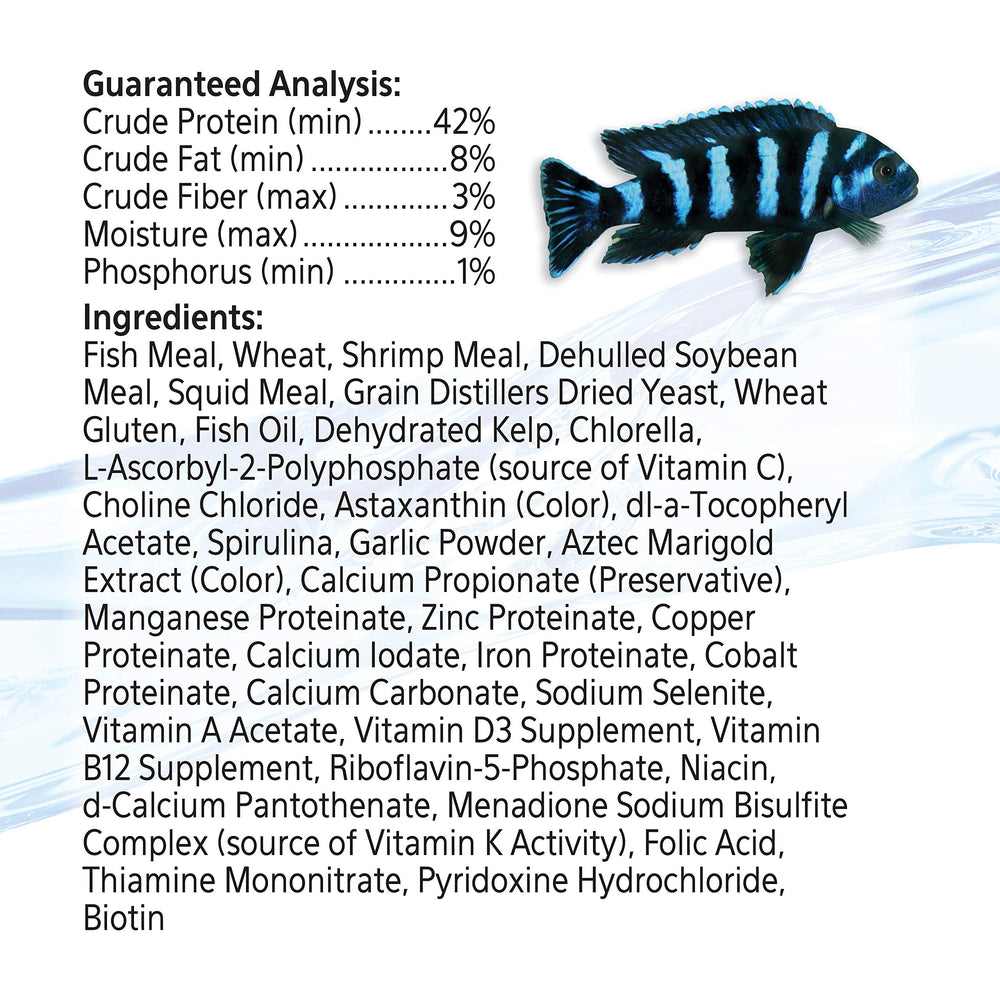 Alimento Aqueon Cichlid Mini: gránulos moderados para cíclidos grandes.
