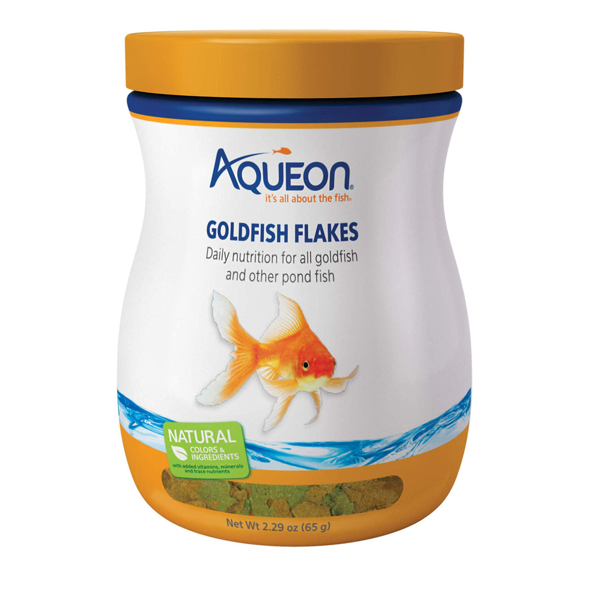 Copos Aqueon Goldfish: nutrición diaria para peces dorados sin ensuciar el acuario.