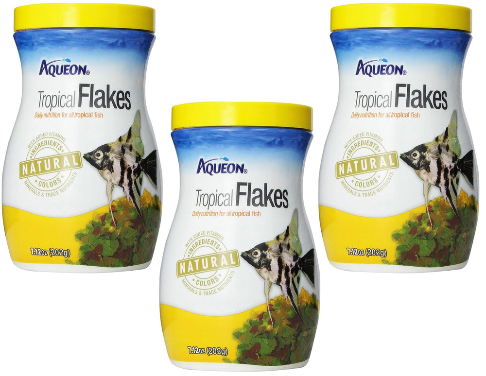 Aqueon Copos Tropicales, paquete de 3, nutrición diaria equilibrada para acuario.