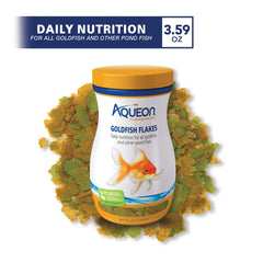 Aqueon Hojuelas para pez dorado, nutricion diaria equilibrada para la salud del acuario.