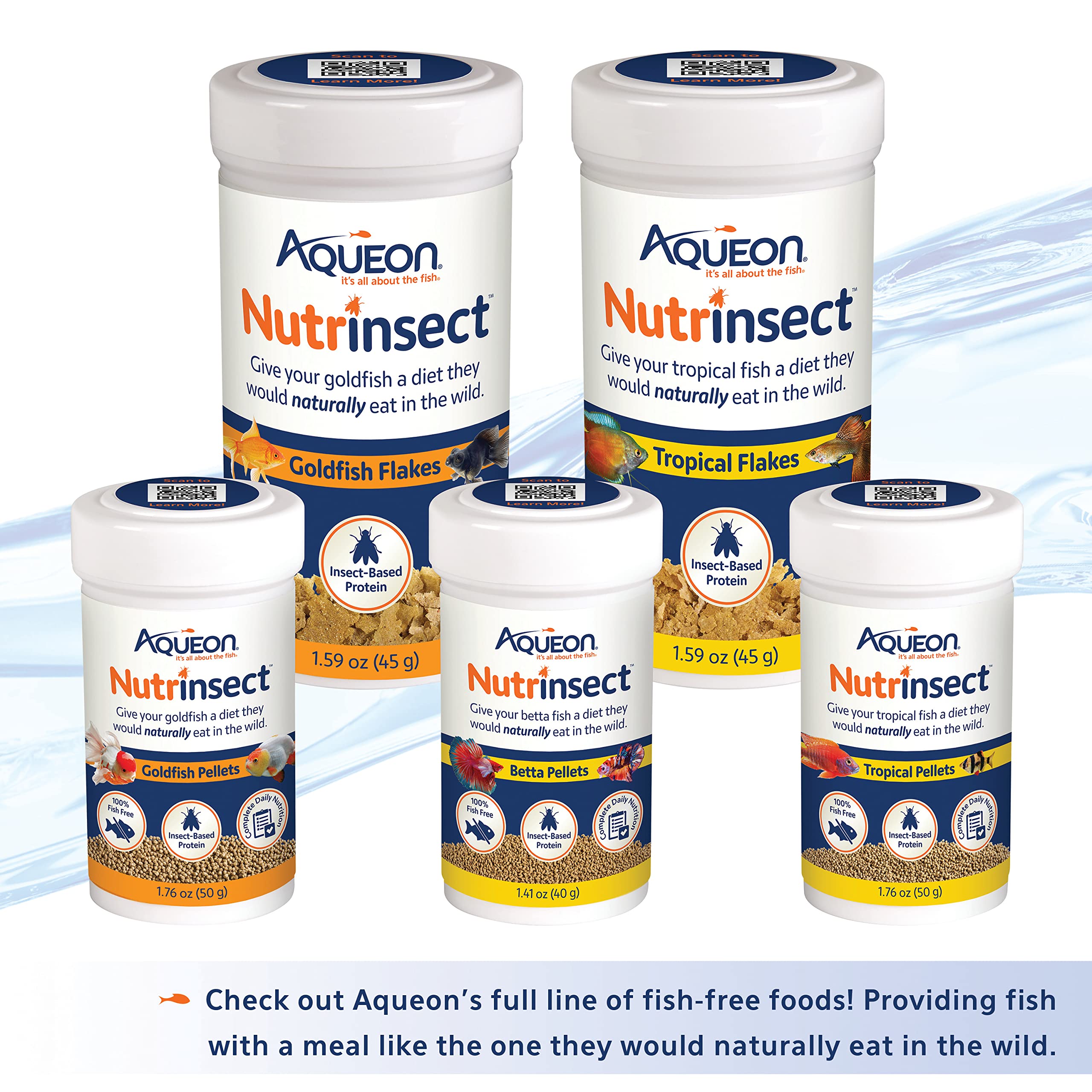 Nutrición completa y digestibilidad mejorada con Aqueon Nutrinsect.