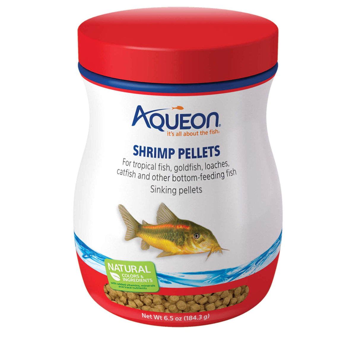 Aqueon Pellets de Camaron, alimento de fondo de 9 mm para peces.