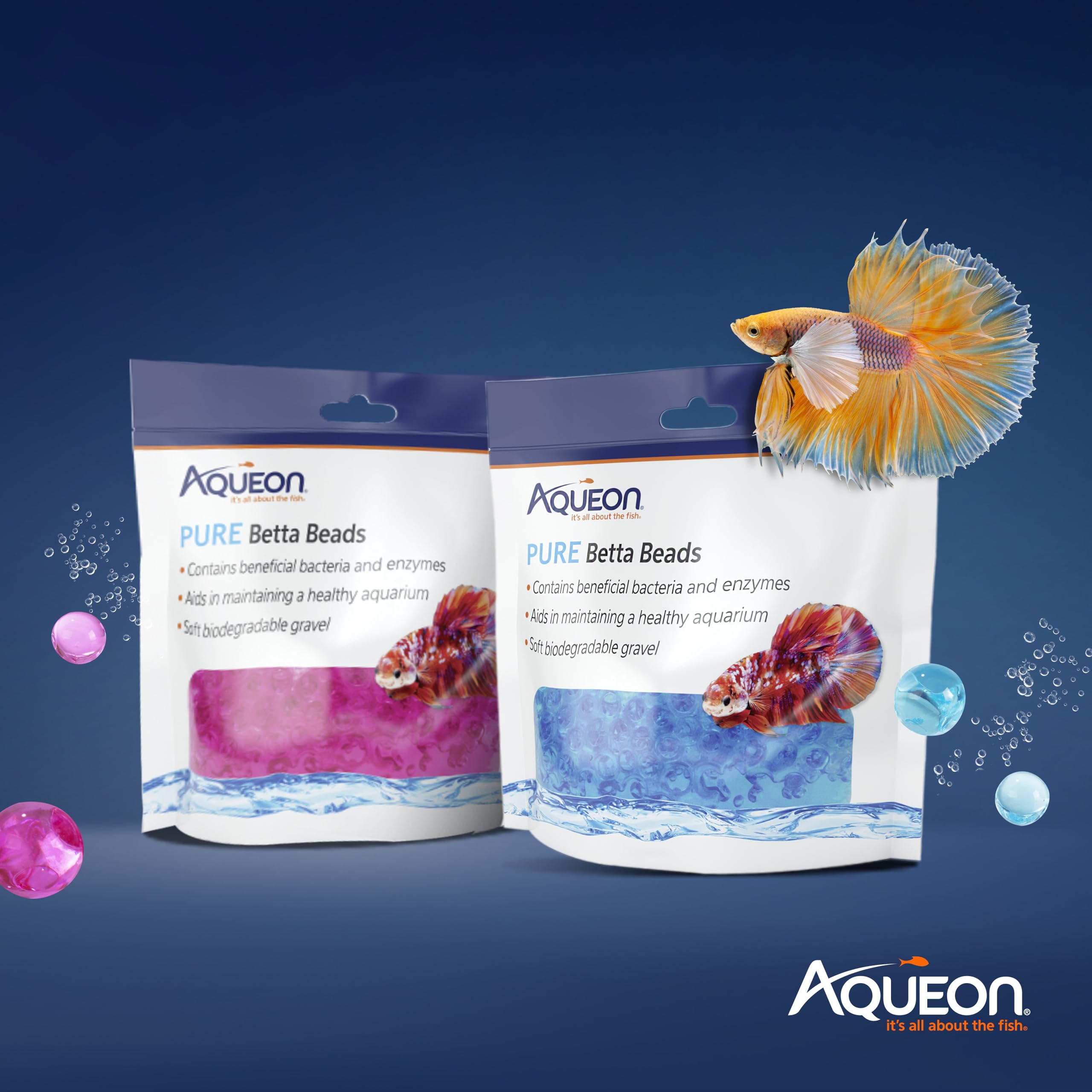 Betta Beads en negro/blanco, opción estética que complementa plantas y adornos