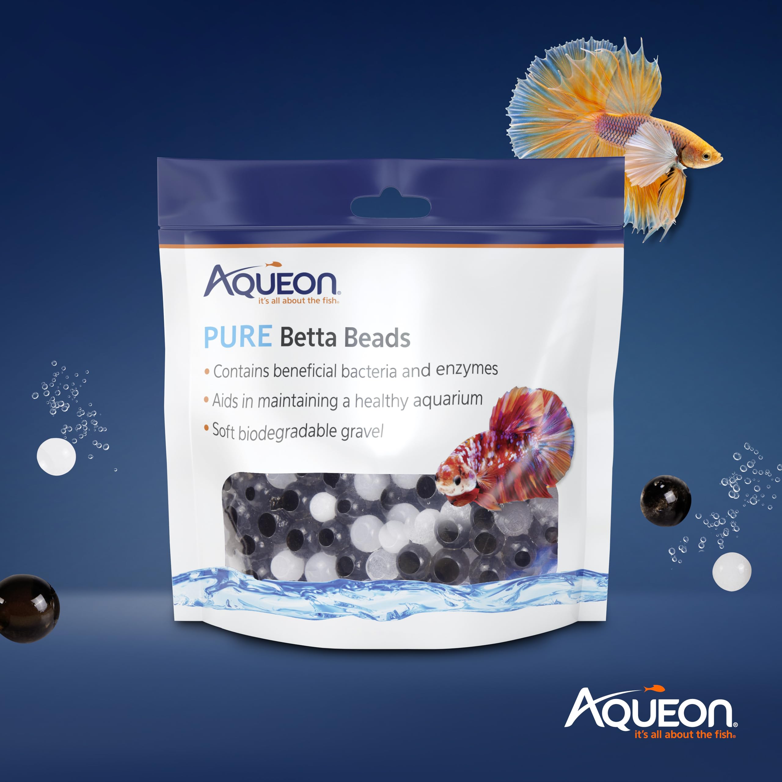 Aqueon PURE Betta Beads rosa añade color y curiosidad.