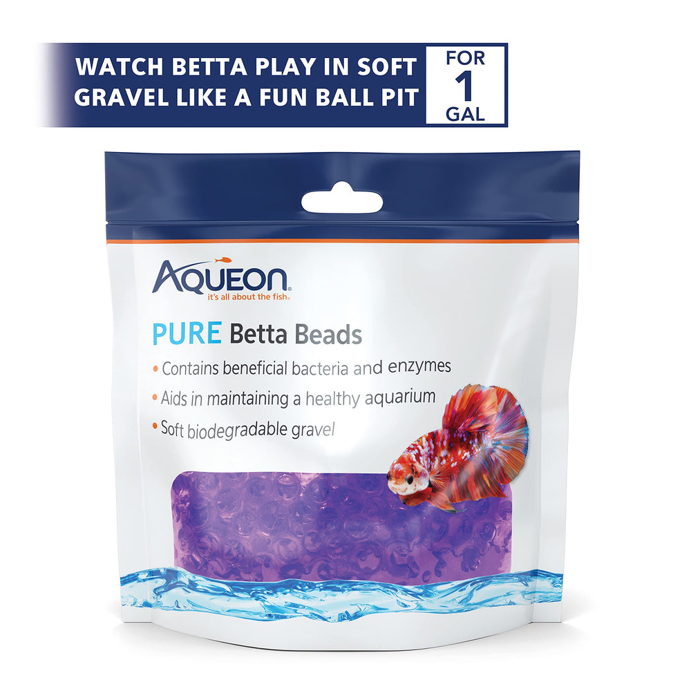Aqueon Pure Betta Beads morado: estimulación mental y actividad física para tu betta.