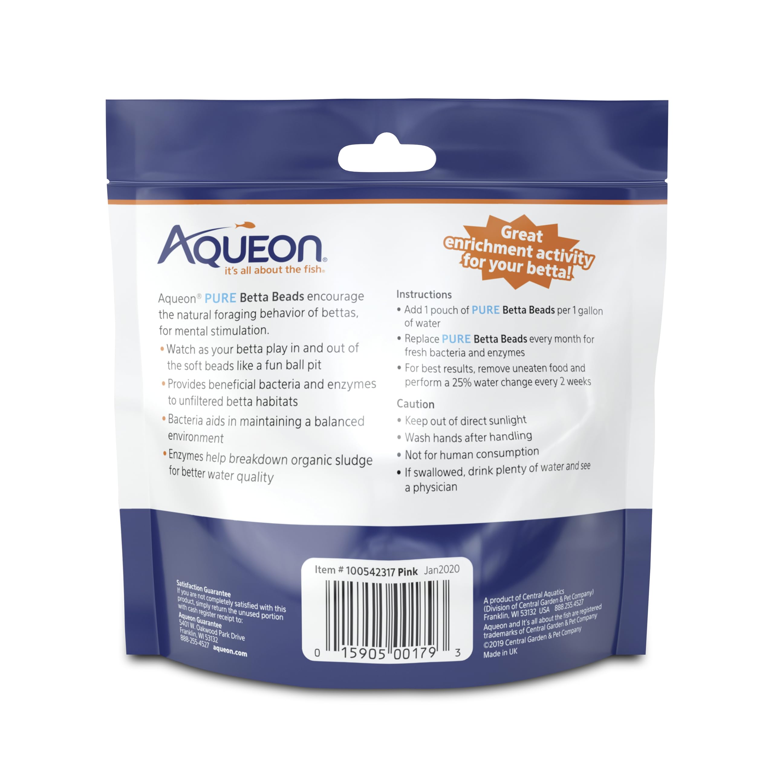 Bolas Betta Aqueon PURE útiles para mantenimiento y cambios de agua periódicos.