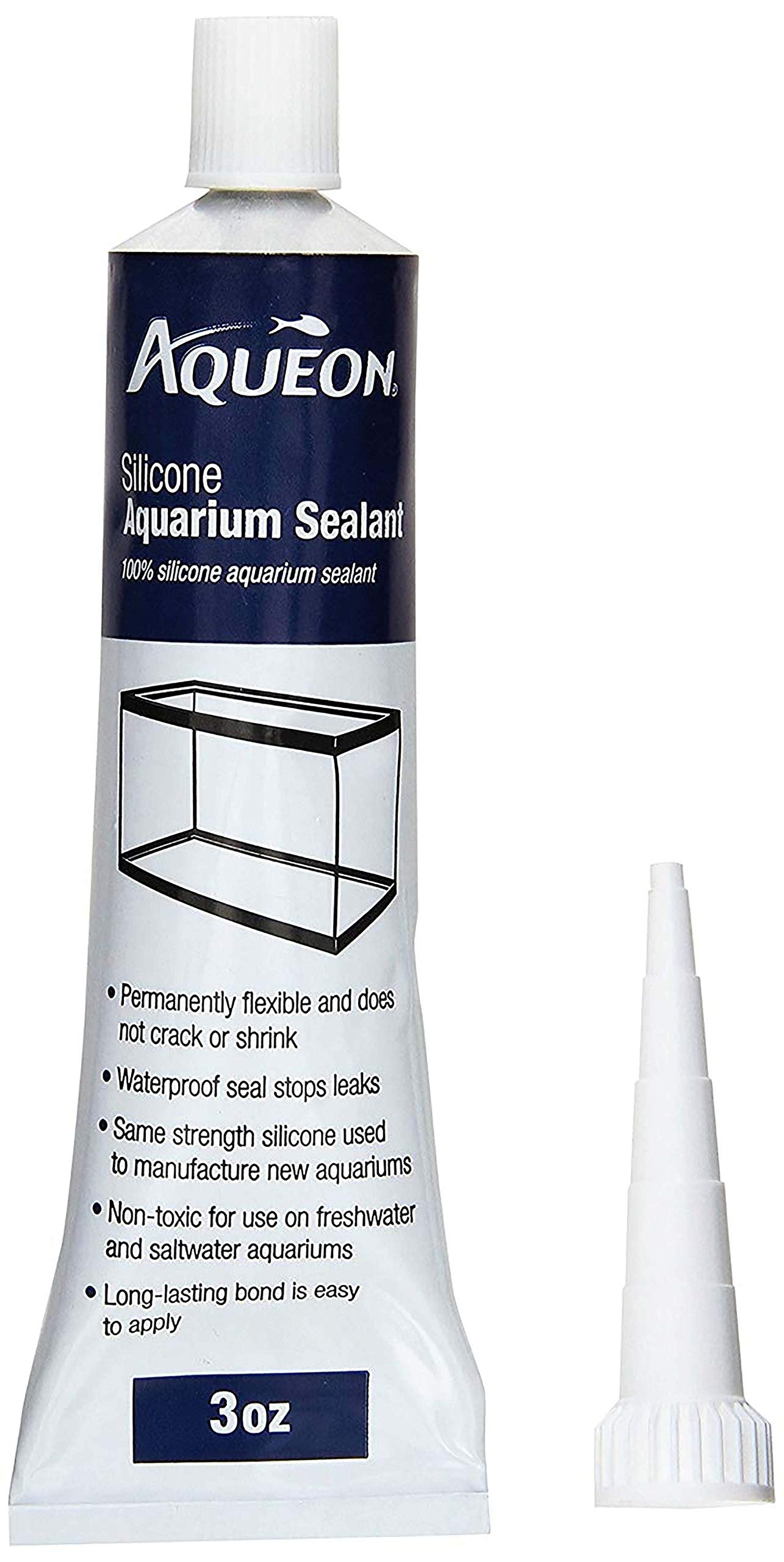 Aqueon Silicona Claro en aplicación para acuario sellando juntas sin fugas.