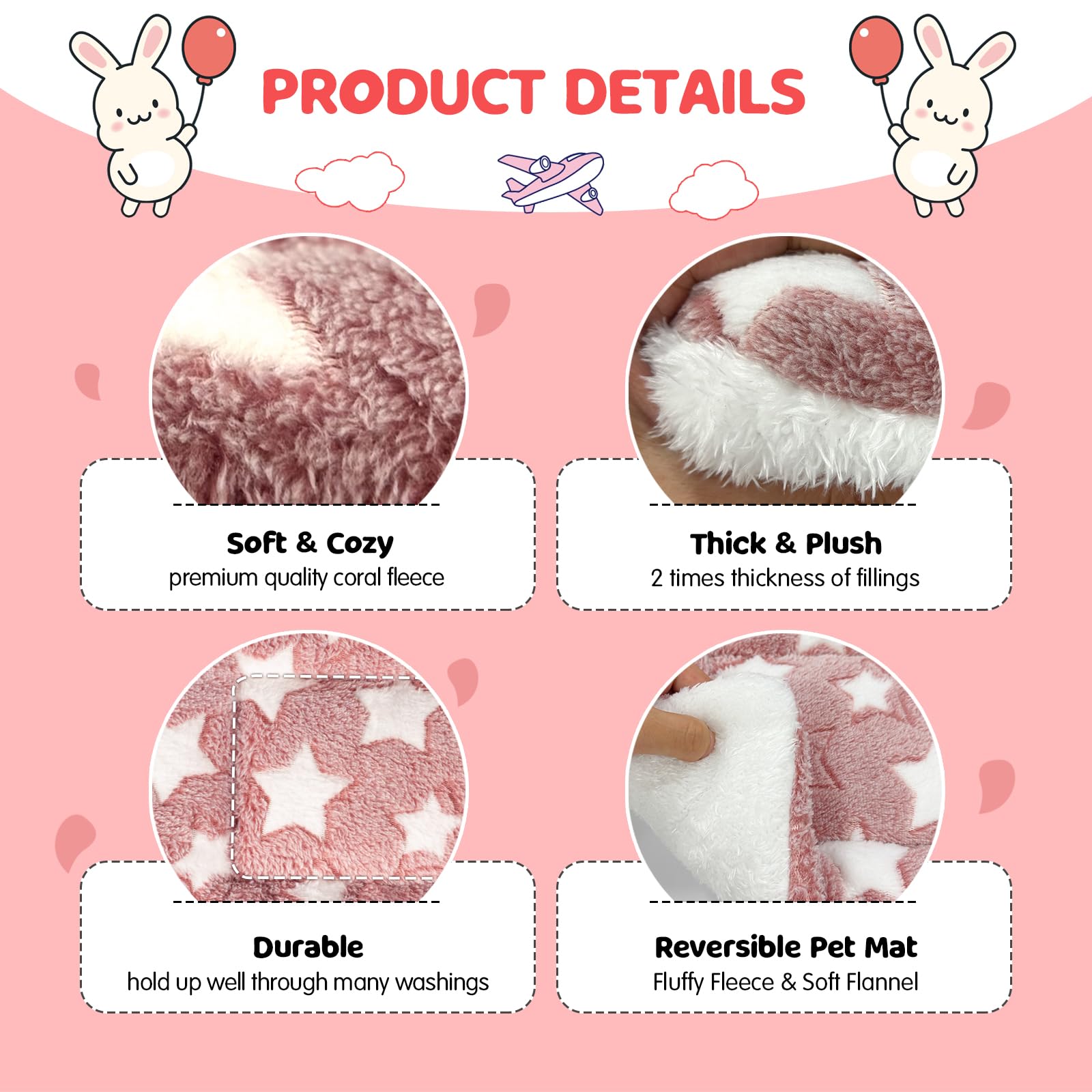 ARCTIC EAGLE cama-conejos-rosa-lavable: fácil de limpiar y mantener.