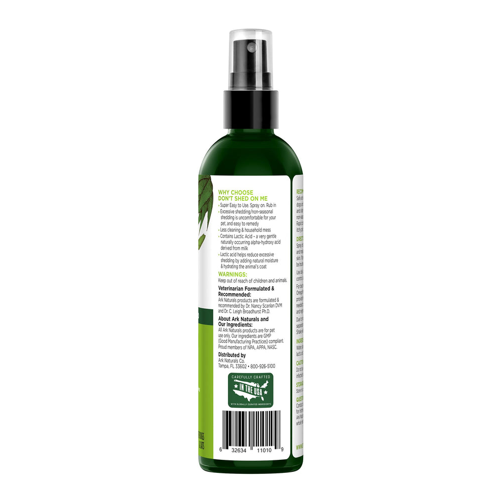 Ark Naturals Don't Shed On Me, olor fresco natural, uso fácil que encanta a las mascotas.