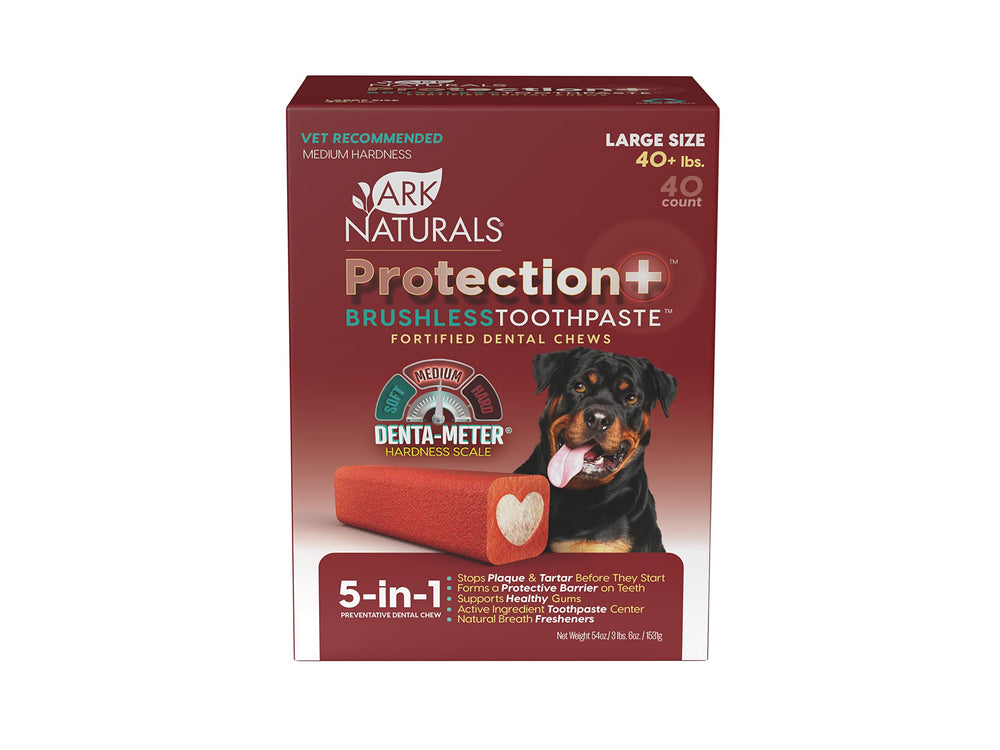 ARK NATURALS Protection+ bocado dental con centro de pasta para limpieza diaria.
