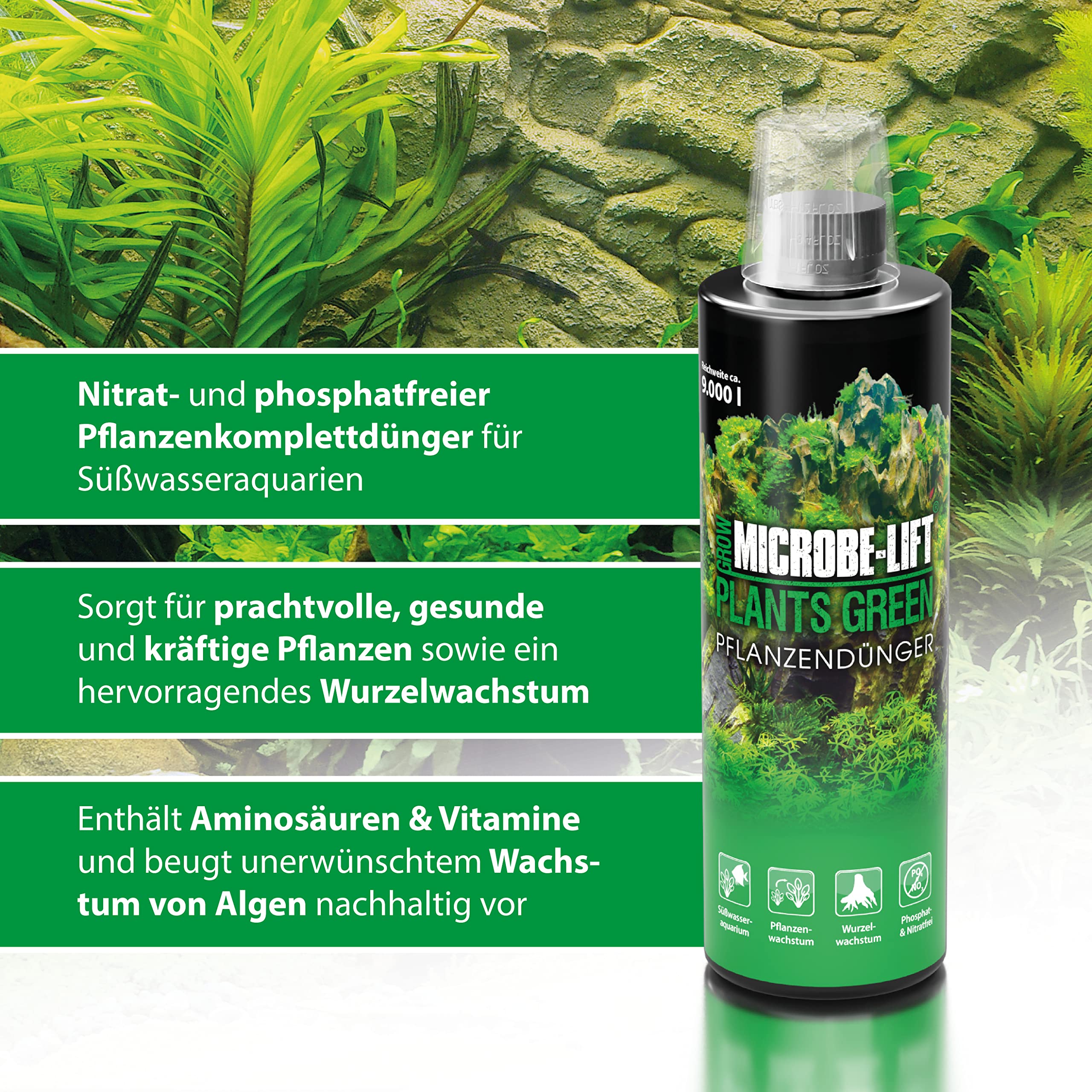 ARKA microbe-lift todo-en-uno, dosificación sencilla para acuarios con plantas ornamentales.