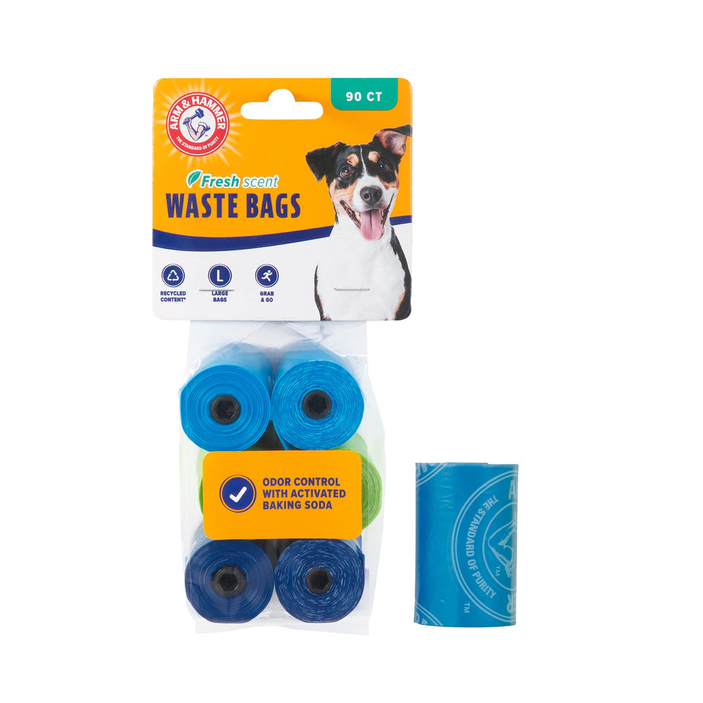 Bolsas Arm & Hammer para desechos de perro con control de olor.