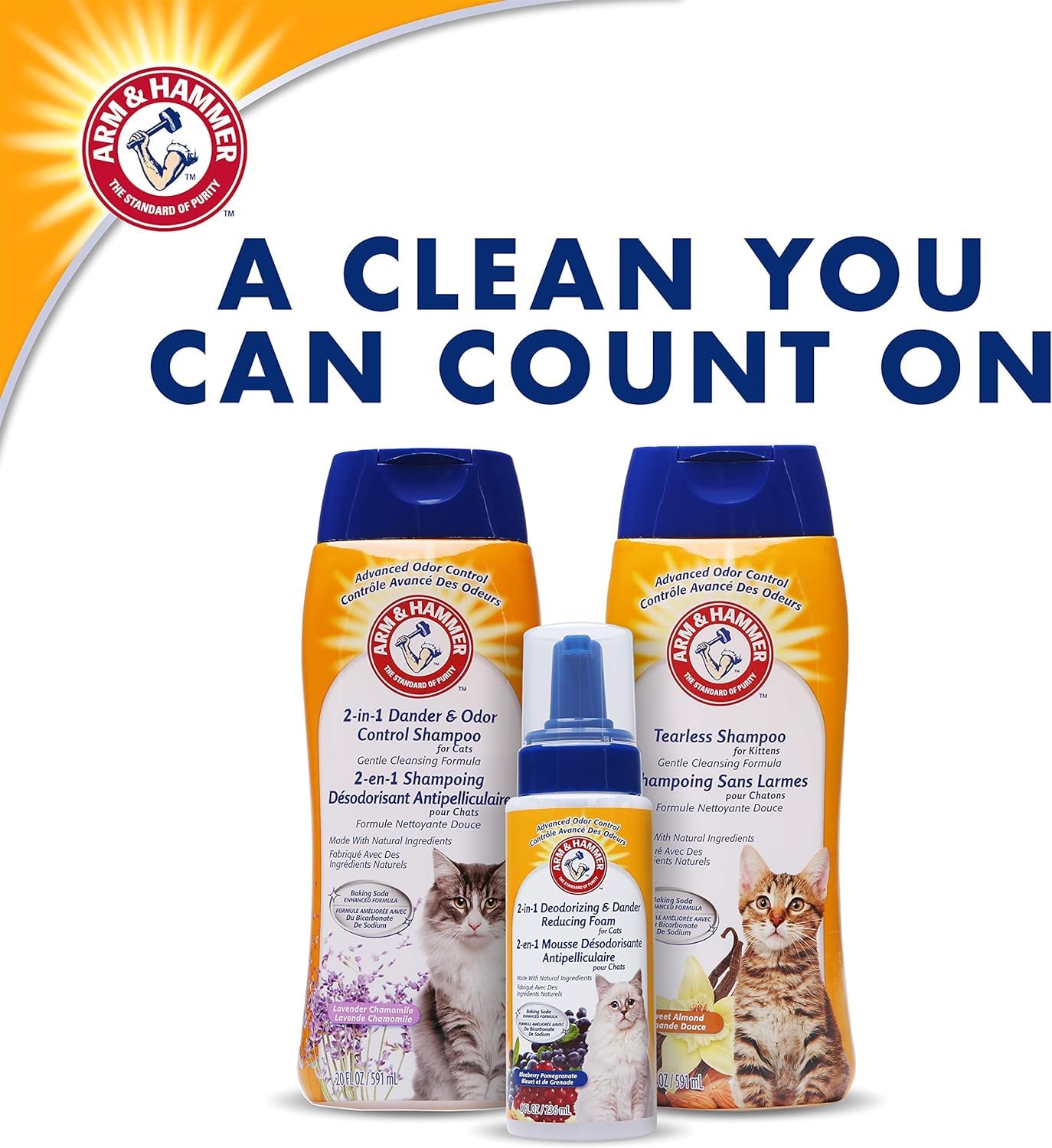 Arm & Hammer champú gato 2 en 1, pelaje limpio tras baño