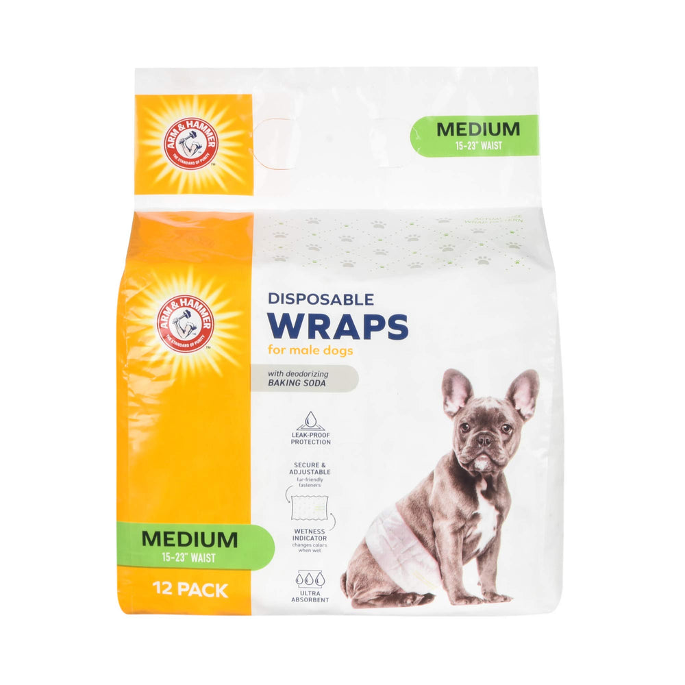 Arm & Hammer Envolturas para Perro Macho Mediano con bicarbonato para neutralizar olores.
