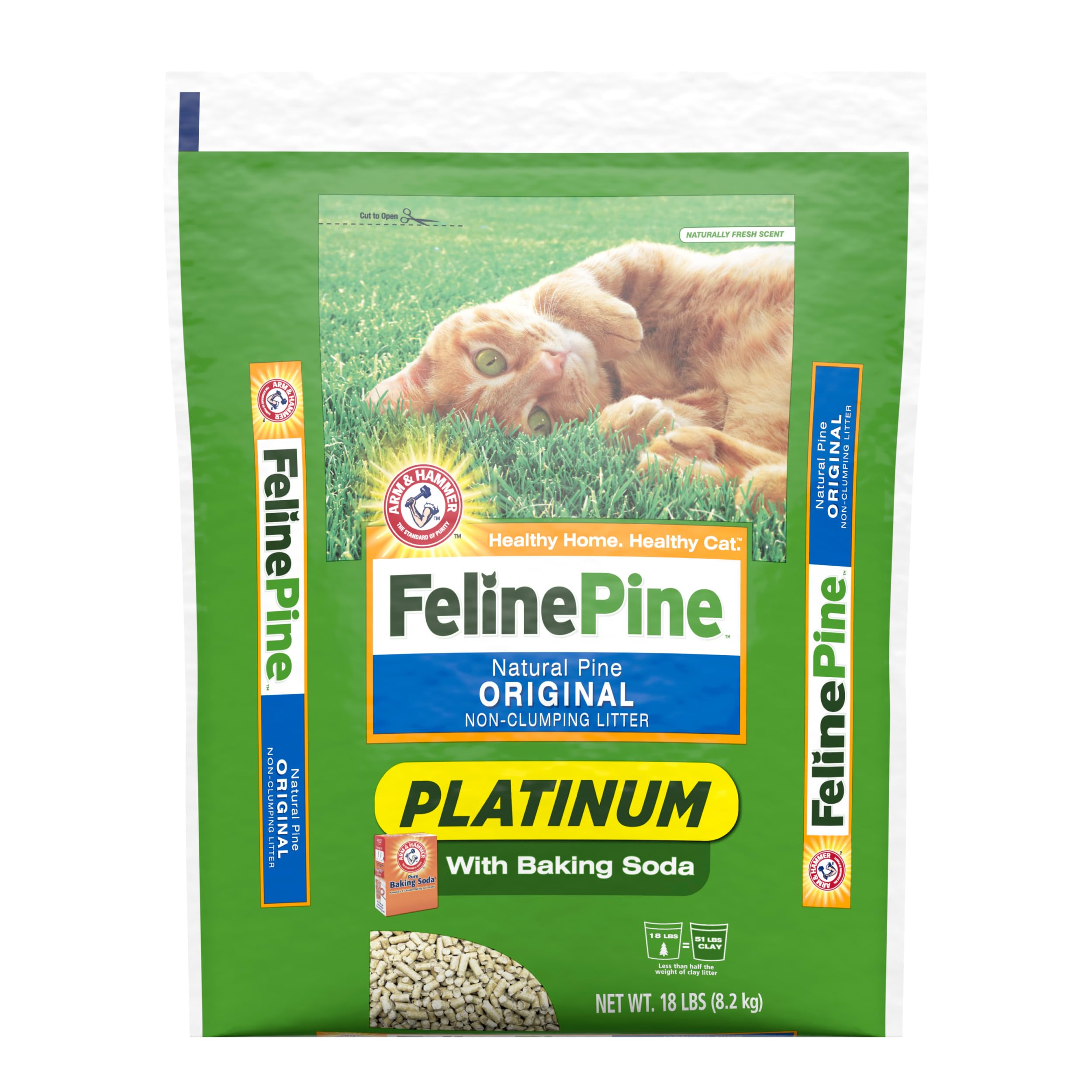 Arm & Hammer Feline Pine Platinum 18 lb, arena para gatos fácil de almacenar