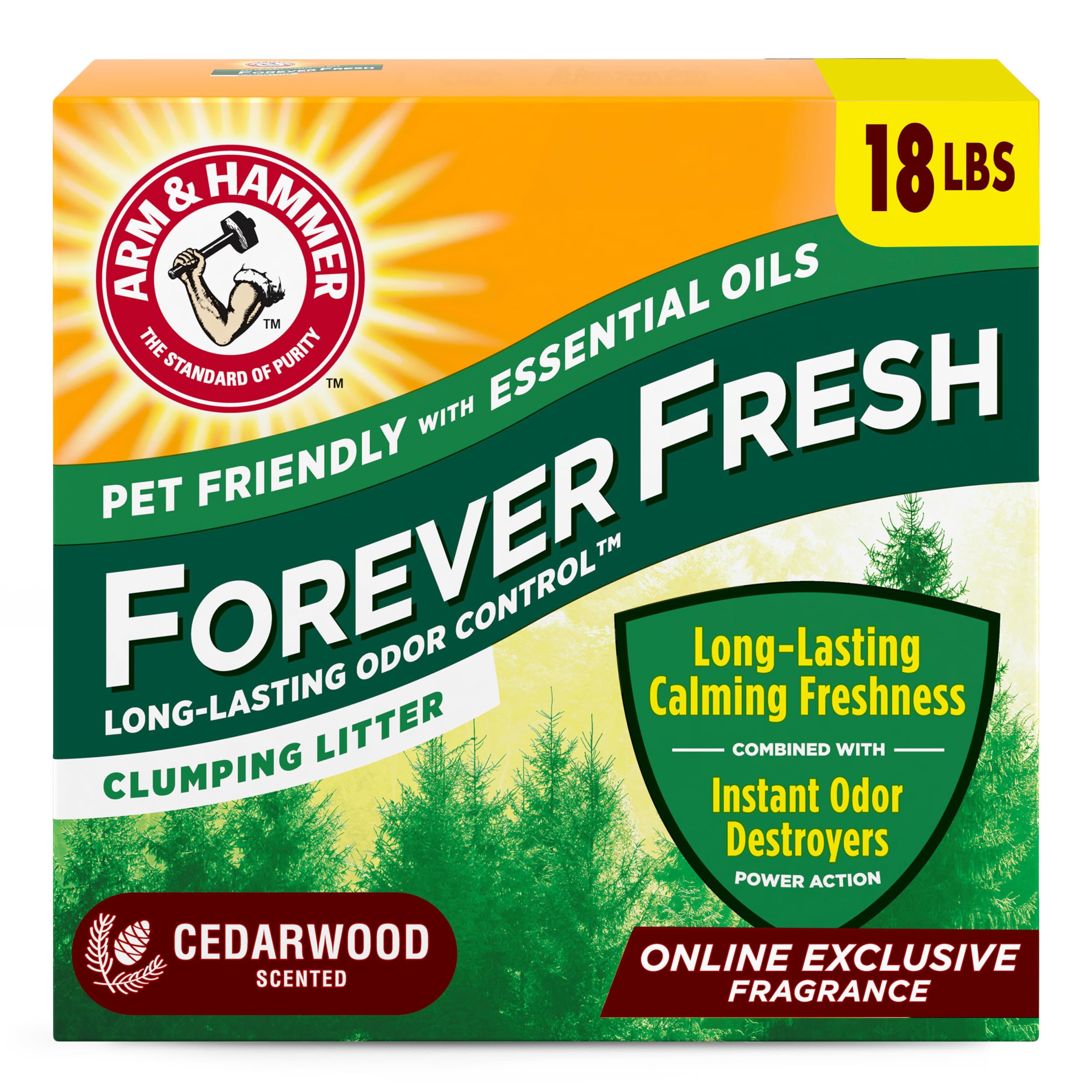 Arm & Hammer Forever Fresh aroma a cedro en la caja de arena para gatos