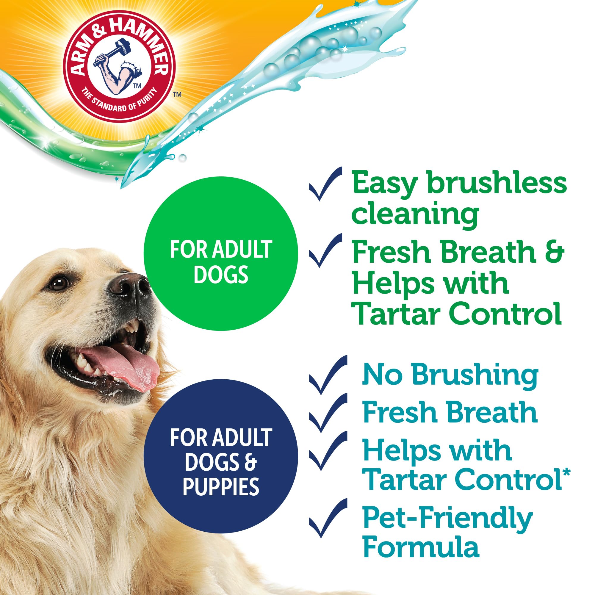 Arm & Hammer gel dental para perros sabor mantequilla de maní, aceptación fácil.