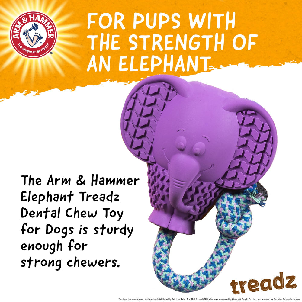 Arm & Hammer Elephant Treadz para perros, masticación enfocada, ayuda a mantener dientes limpios.