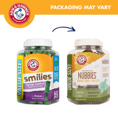 Arm & Hammer Nubbies dentales: sabor a mentas para aliento más fresco.