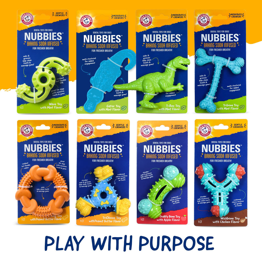 Arm & Hammer Nubbies T-Bone, diseño duradero y adecuado para uso supervisado en casa.