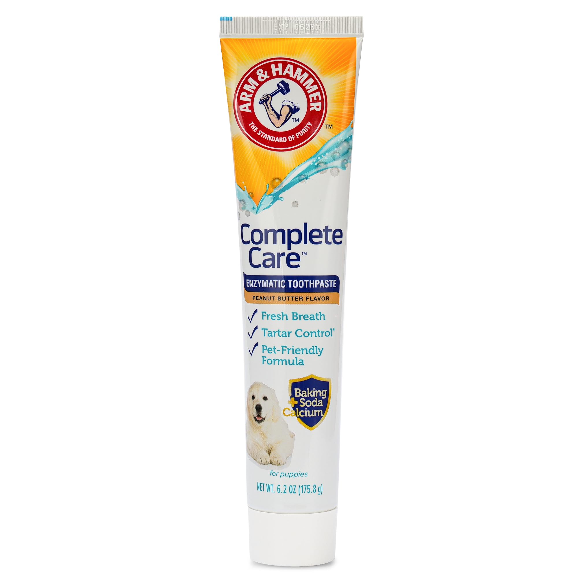 Pasta dental Arm & Hammer para cachorros en tubo, facilita iniciar la rutina diaria.