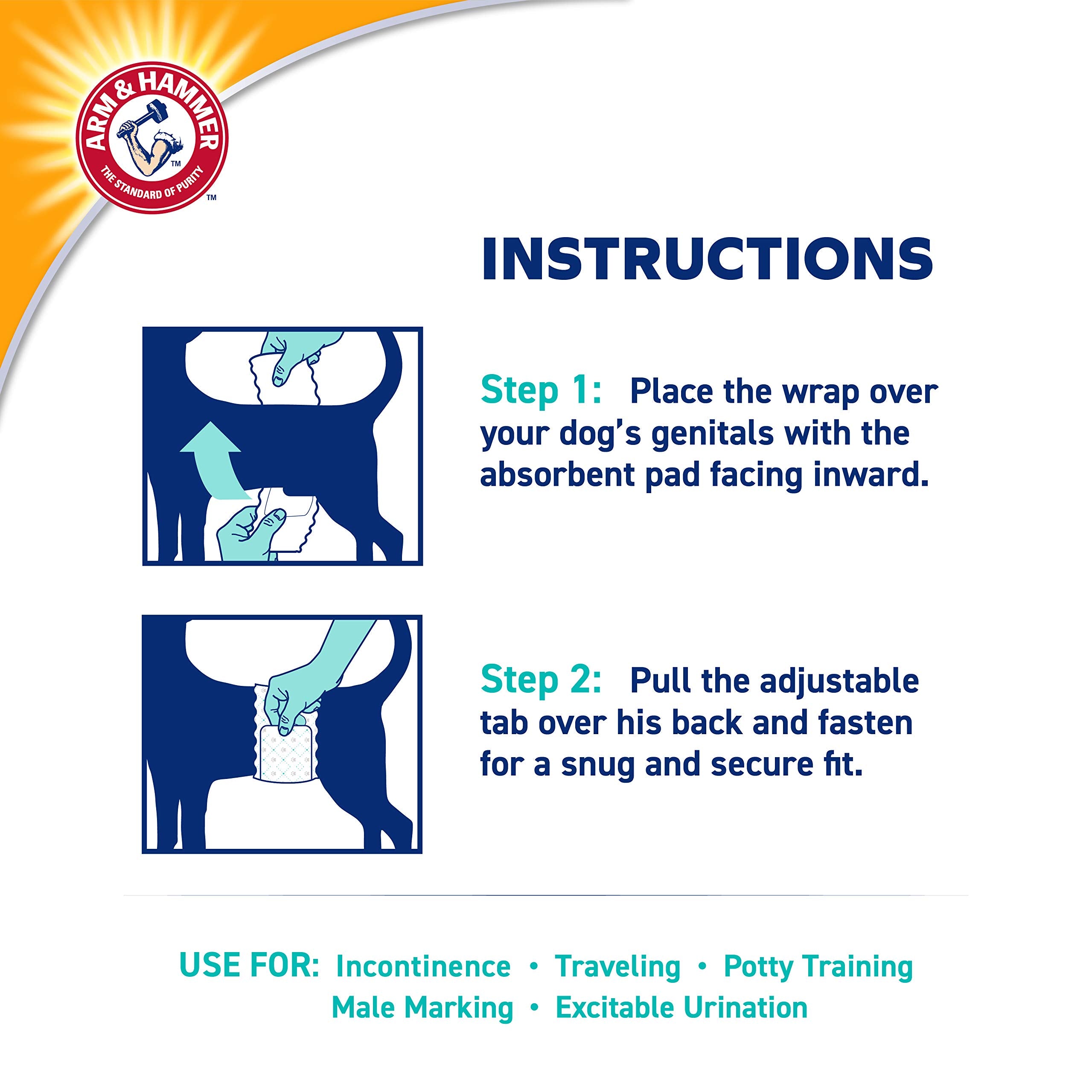 Arm & Hammer wrap ideal para marcaje, incontinencia leve y viajes.
