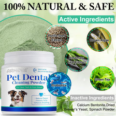 ARMOYA polvo dental para perros mezclado con alimento diario, facilita el cuidado oral