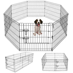 Artmeer Playpen para perros: ocho paneles, vista frontal para un área de juego segura