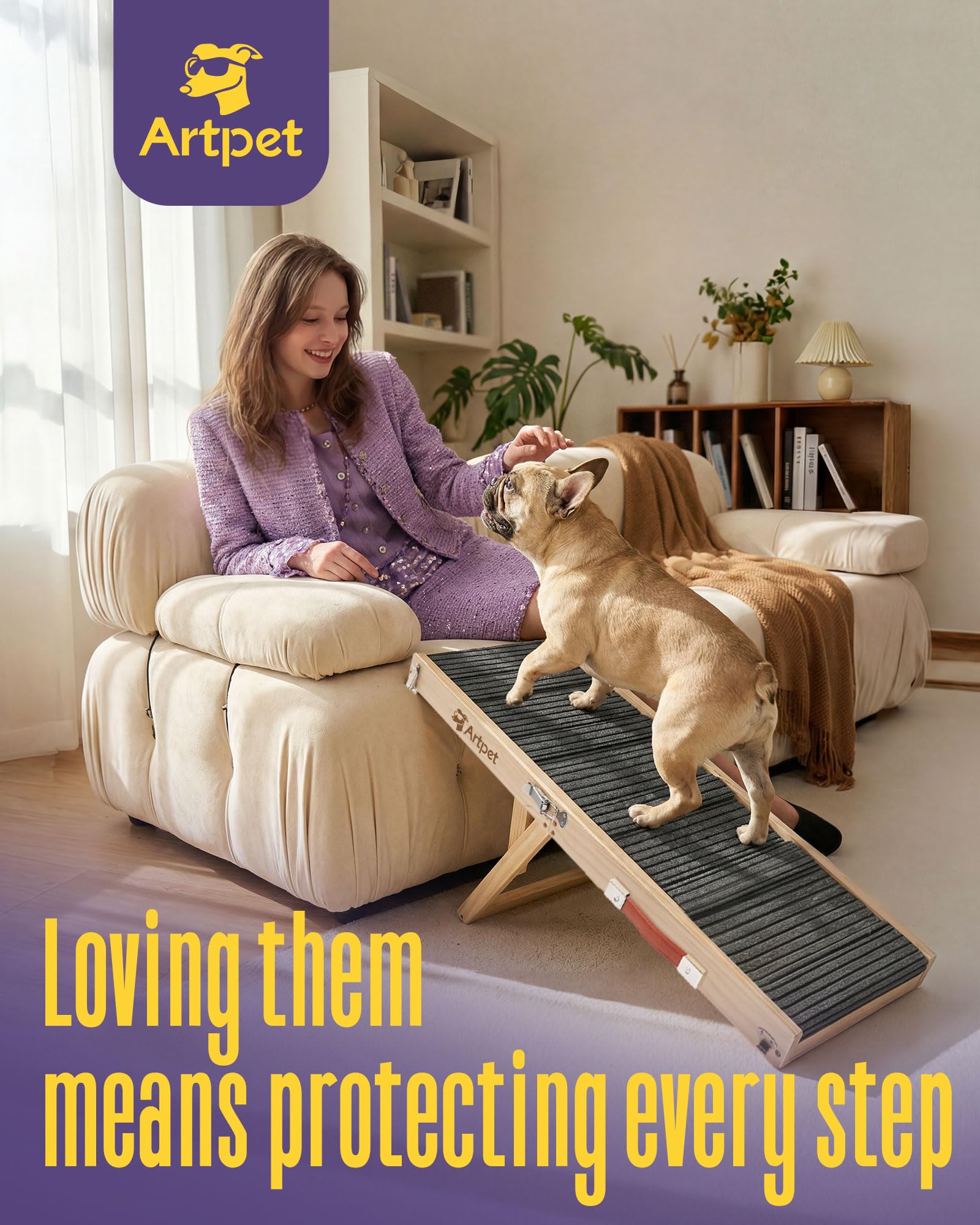 Artpet rampa con ajuste de altura en cuatro niveles para sofá y cama.