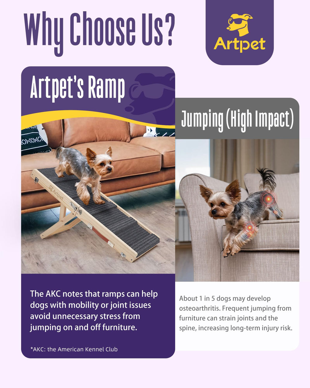 Artpet rampa de madera natural ofrece seguridad diaria para mascotas.