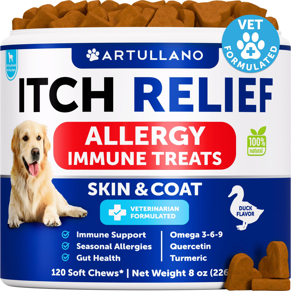 Artullano gomitas alergia perros, empaque compacto para almacenamiento práctico