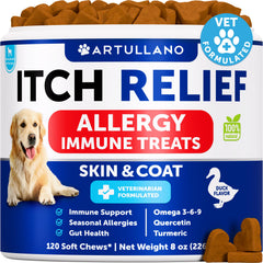 Artullano gomitas alergia perros, empaque compacto para almacenamiento práctico
