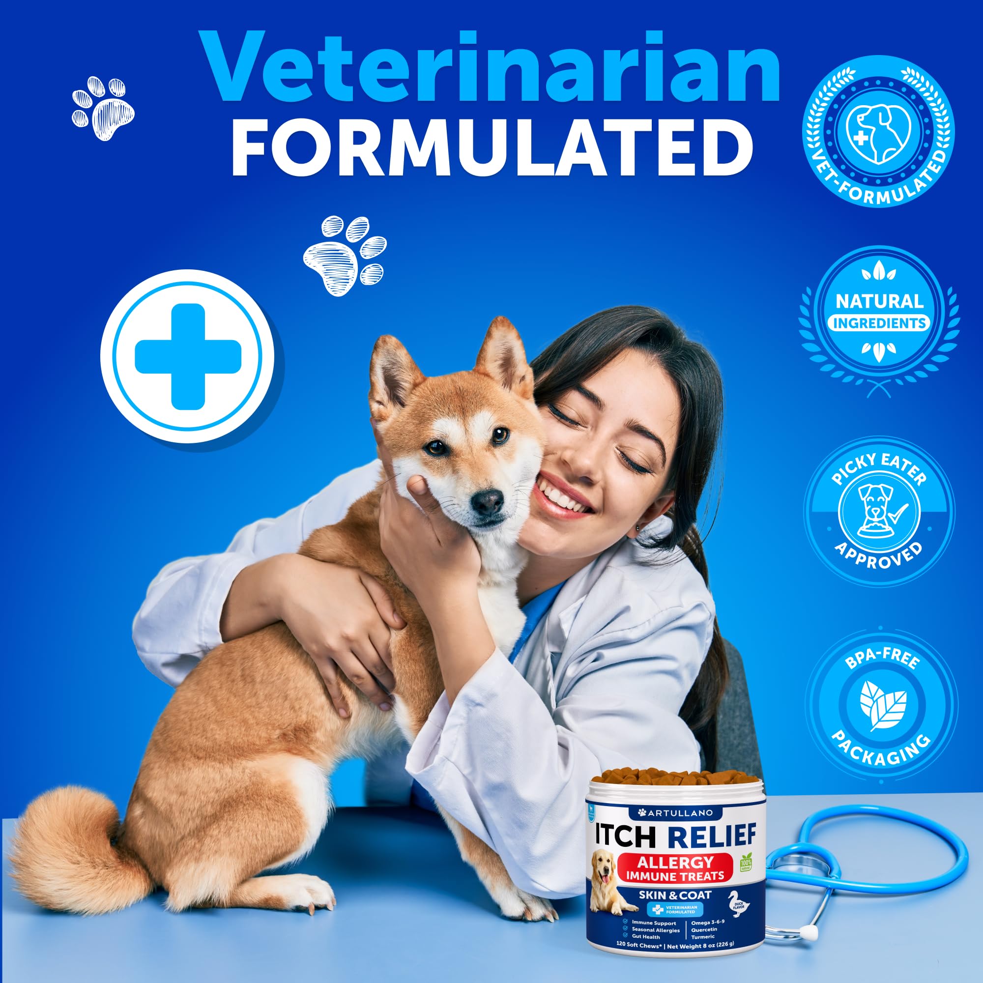 Artullano gomitas alergia perros, uso diario para bienestar general