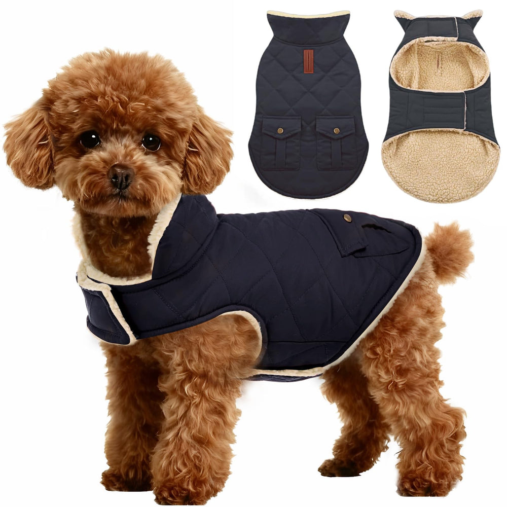 ASENKU abrigo-perro-invierno-impermeable-azul-marino-xl protege contra viento y lluvia en paseos fríos
