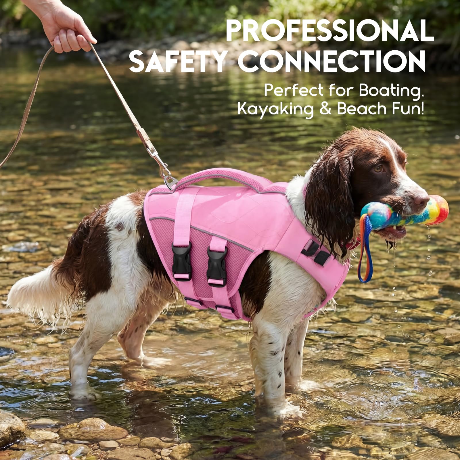 ASENKU chaleco salvavidas para perro, diseño ergonómico, ideal para playa, piscina y barco.