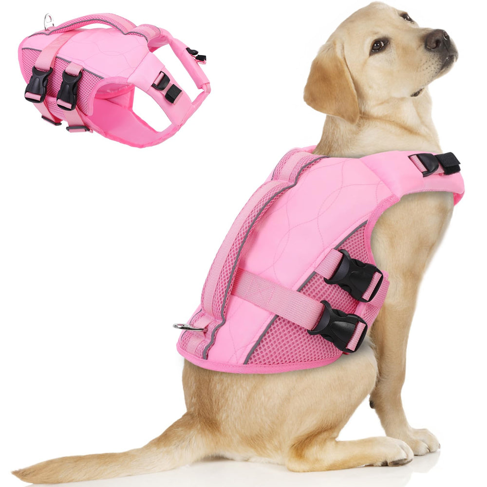 ASENKU chaleco salvavidas para perro, frente visible, aporta flotabilidad estable para nadar.